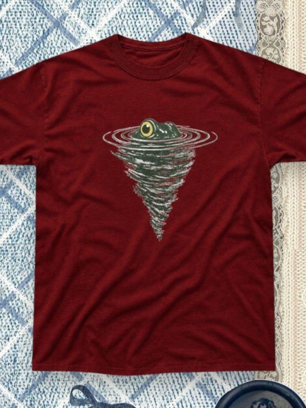 Gildan Maroon Short-Sleeve Tee with Frog Whirlpool Graphic
